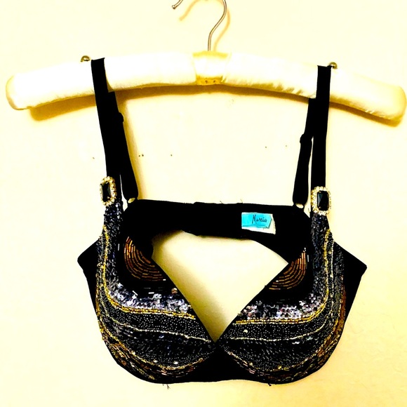 Guess Marciano Luxury beaded crystal black/gold bra- 34DD